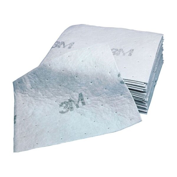 3M Sorbent Pad, 39.6 gal, 20 1/2 in x 15 1/2 in, Water-Soluble Oils - Coolants, Gray, 100 PK 7100003876 - main